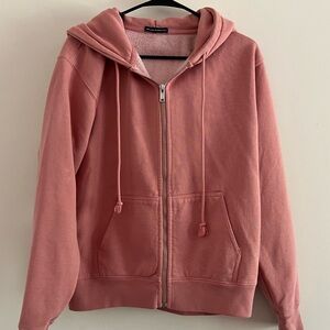 Brandy Melville Hoodie Women's Pink Heavyweight Full Zip